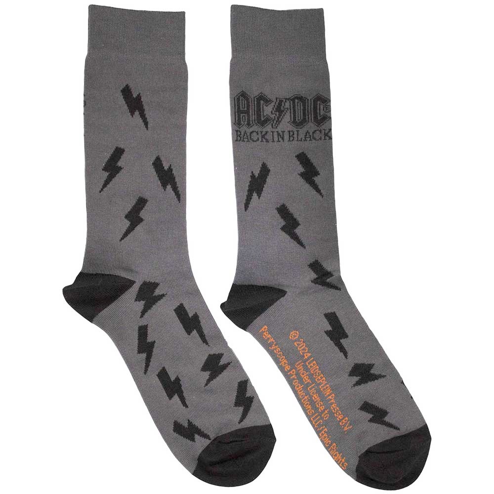 AC/DC - Back In Black Bolts Socks - EU 39-45 - Grey